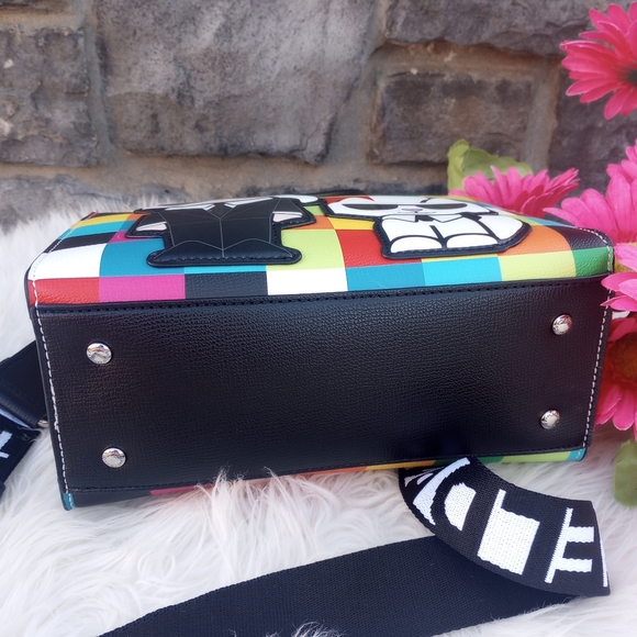 LAST ONE🔥 Karl Lagerfeld Multicolored Rainbow Checkered Maybelle Satchel - Picture 10 of 15